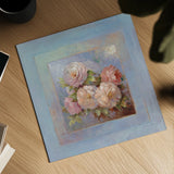 Roses on Blue III by Peter McGowan. Shown as a detailed flat fine art print, highlighting archival giclee quality. Available as an archival giclee rolled canvas, fine art paper, or poster print. SKU 1248a.