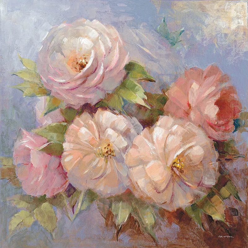 Roses on Blue III Crop by Peter McGowan. SKU 32567a. Archival Giclee Fine art print for wall decor.
