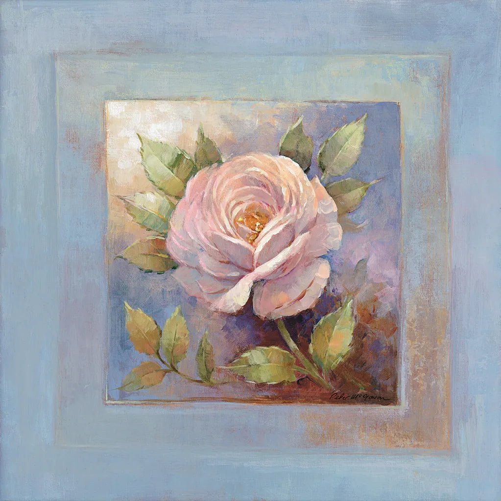 Roses on Blue IV by Peter McGowan. SKU 1249a. Archival Giclee Fine art print for wall decor.
