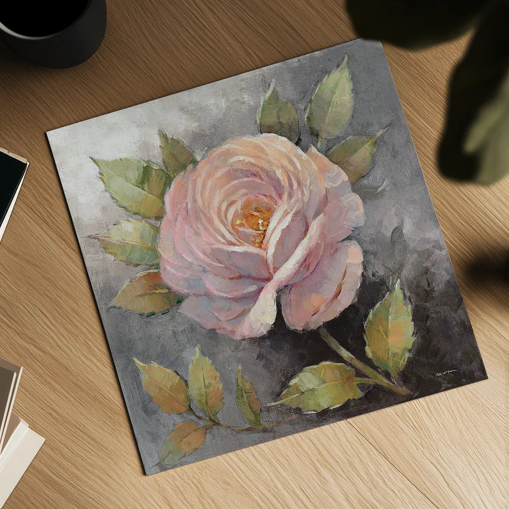 Roses on Gray IV Crop by Peter McGowan. Shown as a detailed flat fine art print, highlighting archival giclee quality. Available as an archival giclee rolled canvas, fine art paper, or poster print. SKU 27978a.