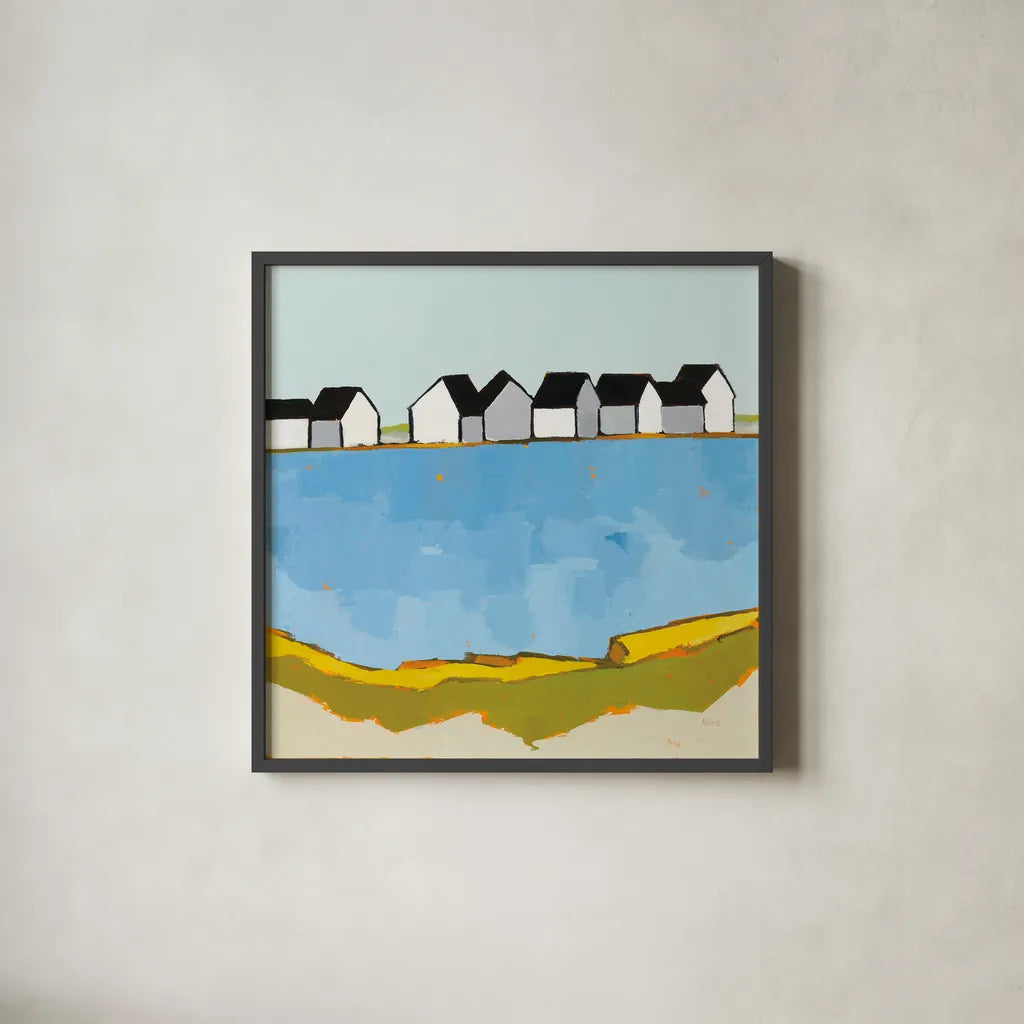 A Summer's Day by Phyllis Adams. Shown in a sleek black glass frame for a contemporary gallery look. Available as an archival giclee rolled canvas, fine art paper, or poster print. SKU 45895a.