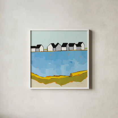 A Summer's Day by Phyllis Adams. Shown in a crisp white glass frame for a clean and minimalist style. Available as an archival giclee rolled canvas, fine art paper, or poster print. SKU 45895a.