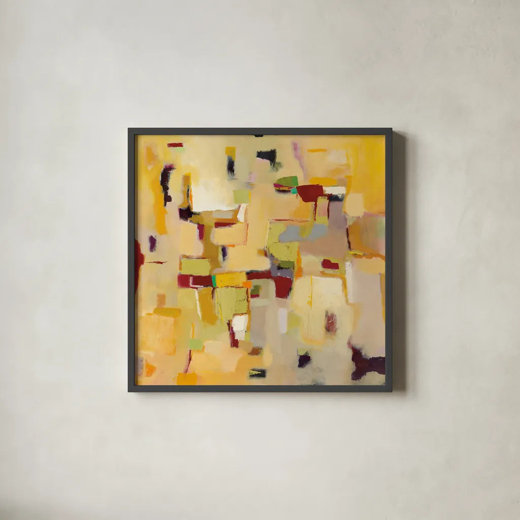 Autumn Glow by Phyllis Adams. Shown in a sleek black glass frame for a contemporary gallery look. Available as an archival giclee rolled canvas, fine art paper, or poster print. SKU 37288a.