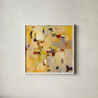 Autumn Glow by Phyllis Adams. Shown in a crisp white glass frame for a clean and minimalist style. Available as an archival giclee rolled canvas, fine art paper, or poster print. SKU 37288a.