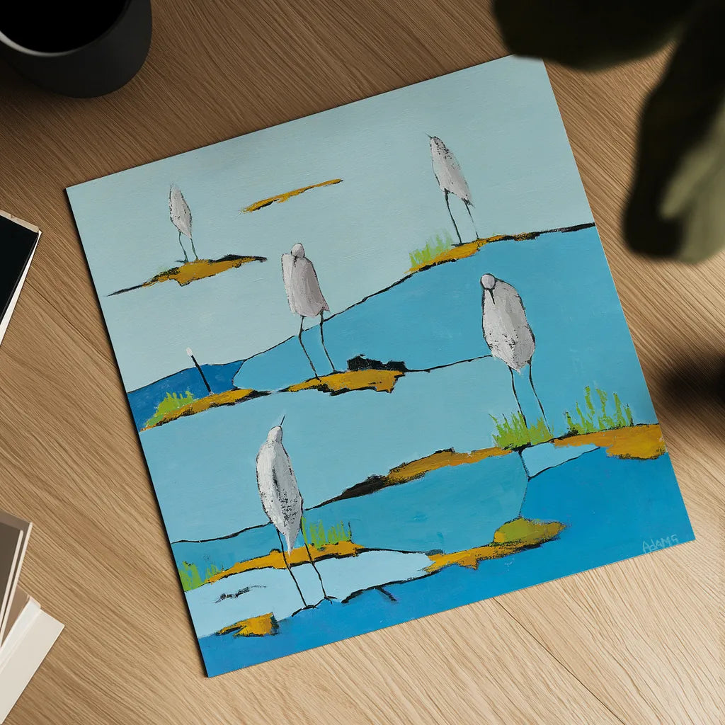 Beach Bums by Phyllis Adams. Shown as a detailed flat fine art print, highlighting archival giclee quality. Available as an archival giclee rolled canvas, fine art paper, or poster print. SKU 27237a.