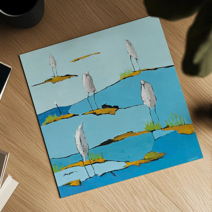 Beach Bums by Phyllis Adams. Shown as a detailed flat fine art print, highlighting archival giclee quality. Available as an archival giclee rolled canvas, fine art paper, or poster print. SKU 27237a.