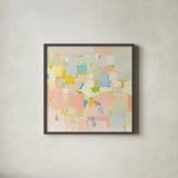 Block Party by Phyllis Adams. Shown in a sleek black glass frame for a contemporary gallery look. Available as an archival giclee rolled canvas, fine art paper, or poster print. SKU 37289a.