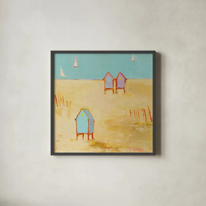 Cabanas by Phyllis Adams. Shown in a sleek black glass frame for a contemporary gallery look. Available as an archival giclee rolled canvas, fine art paper, or poster print. SKU 27248a.