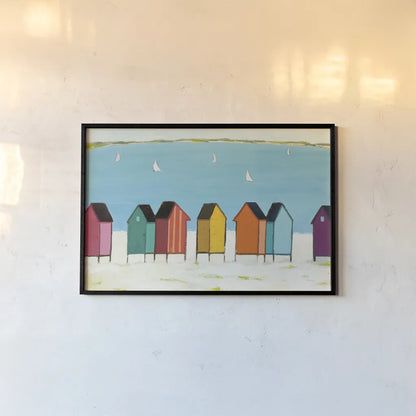 Cabanas I by Phyllis Adams. shown as a paper print in a black flame. Available as a archival giclee rolled canvas, fine art paper, or poster print. SKU 37284i.