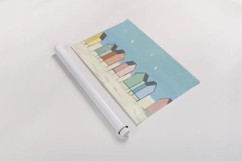 Cabanas I Pastel by Phyllis Adams. shown as a rolled paper print. Available as archival giclee rolled canvas, fine art paper, or poster print. SKU 37704i.