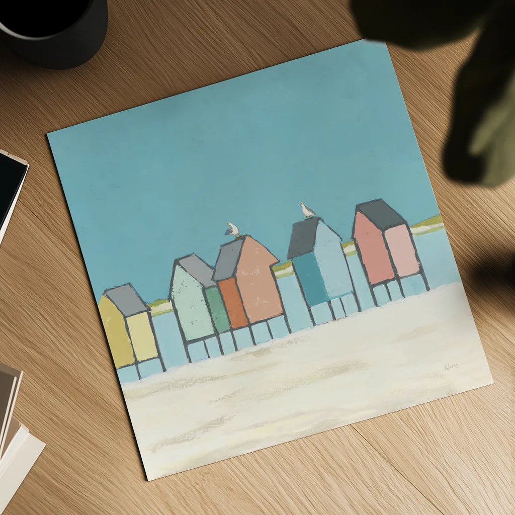 Cabanas II Pastel by Phyllis Adams. Shown as a detailed flat fine art print, highlighting archival giclee quality. Available as an archival giclee rolled canvas, fine art paper, or poster print. SKU 37705a.