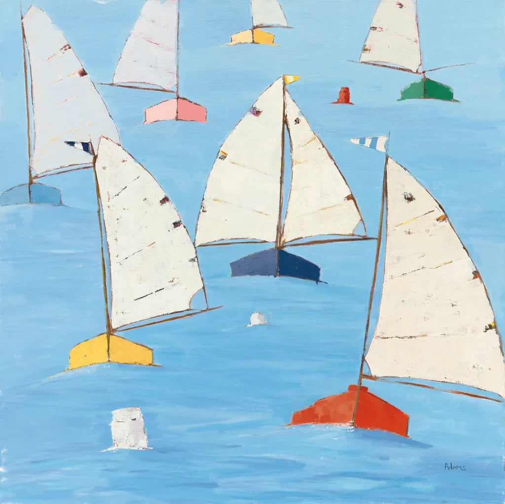 Colorful Regatta V by Phyllis Adams. SKU 88627a. Archival Giclee Fine art print for wall decor.