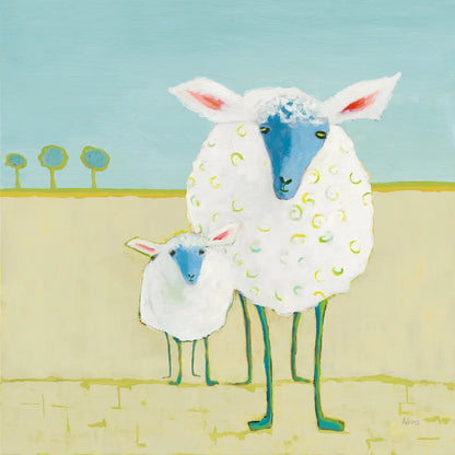 Colorful Sheep by Phyllis Adams. SKU 61809a. Archival Giclee Fine art print for wall decor.