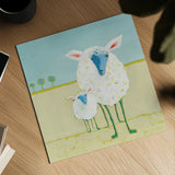 Colorful Sheep by Phyllis Adams. Shown as a detailed flat fine art print, highlighting archival giclee quality. Available as an archival giclee rolled canvas, fine art paper, or poster print. SKU 61809a.
