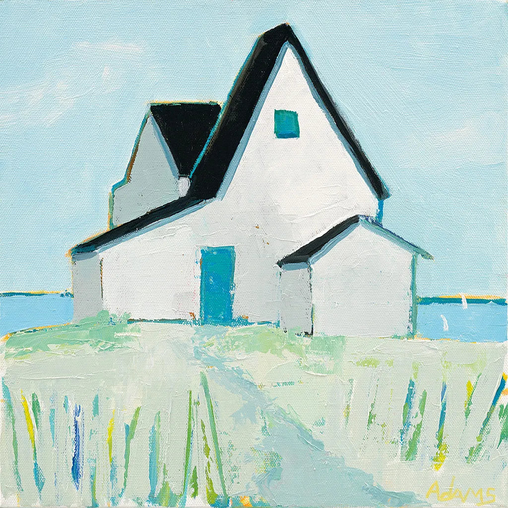 Cottage by the Sea by Phyllis Adams. SKU 27247a. Archival Giclee Fine art print for wall decor.