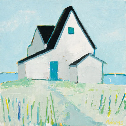 Cottage by the Sea by Phyllis Adams. SKU 27247a. Archival Giclee Fine art print for wall decor.