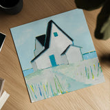 Cottage by the Sea Neutral by Phyllis Adams. Shown as a detailed flat fine art print, highlighting archival giclee quality. Available as an archival giclee rolled canvas, fine art paper, or poster print. SKU 54344a.
