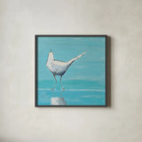 Egret II by Phyllis Adams. Shown in a sleek black glass frame for a contemporary gallery look. Available as an archival giclee rolled canvas, fine art paper, or poster print. SKU 27239a.