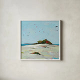 Fall Dune by Phyllis Adams. Shown in a crisp white glass frame for a clean and minimalist style. Available as an archival giclee rolled canvas, fine art paper, or poster print. SKU 27249a.