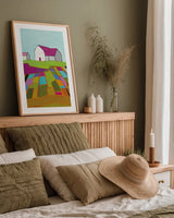 Field of Dreams by Phyllis Adams. shown as a paper print in a natural frame. Available as a archival giclee rolled canvas, fine art paper, or poster print. SKU 55133h.