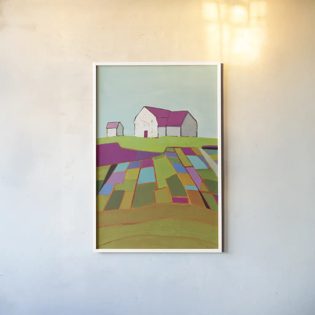 Field of Dreams by Phyllis Adams. shown as a paper print in a white frame. Available as a archival giclee rolled canvas, fine art paper, or poster print. SKU 55133h.