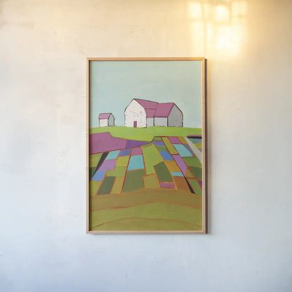 Field of Dreams Light by Phyllis Adams. shown as a paper print in a natural frame. Available as a archival giclee rolled canvas, fine art paper, or poster print. SKU 58720h.