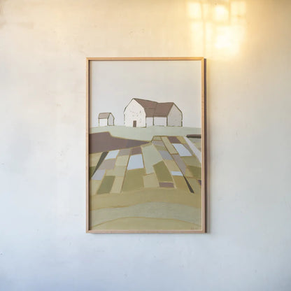 Field of Dreams Neutral by Phyllis Adams. shown as a paper print in a natural frame. Available as a archival giclee rolled canvas, fine art paper, or poster print. SKU 58721h.