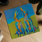 Howling Hounds by Phyllis Adams. Shown as a detailed flat fine art print, highlighting archival giclee quality. Available as an archival giclee rolled canvas, fine art paper, or poster print. SKU 27251a.