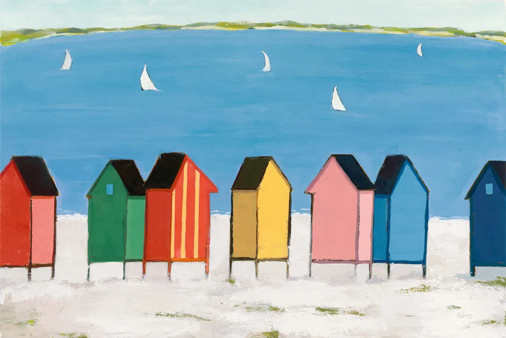 Kitschy Cabanas I by Phyllis Adams. SKU 88628i. Archival Giclee Fine art print for wall decor.