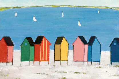 Kitschy Cabanas I by Phyllis Adams. SKU 88628i. Archival Giclee Fine art print for wall decor.