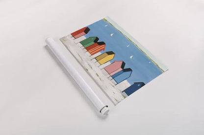 Kitschy Cabanas I by Phyllis Adams. shown as a rolled paper print. Available as archival giclee rolled canvas, fine art paper, or poster print. SKU 88628i.