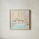 Moored by Phyllis Adams. Shown in a natural wood glass frame for a timeless modern aesthetic. Available as an archival giclee rolled canvas, fine art paper, or poster print. SKU 27232a.