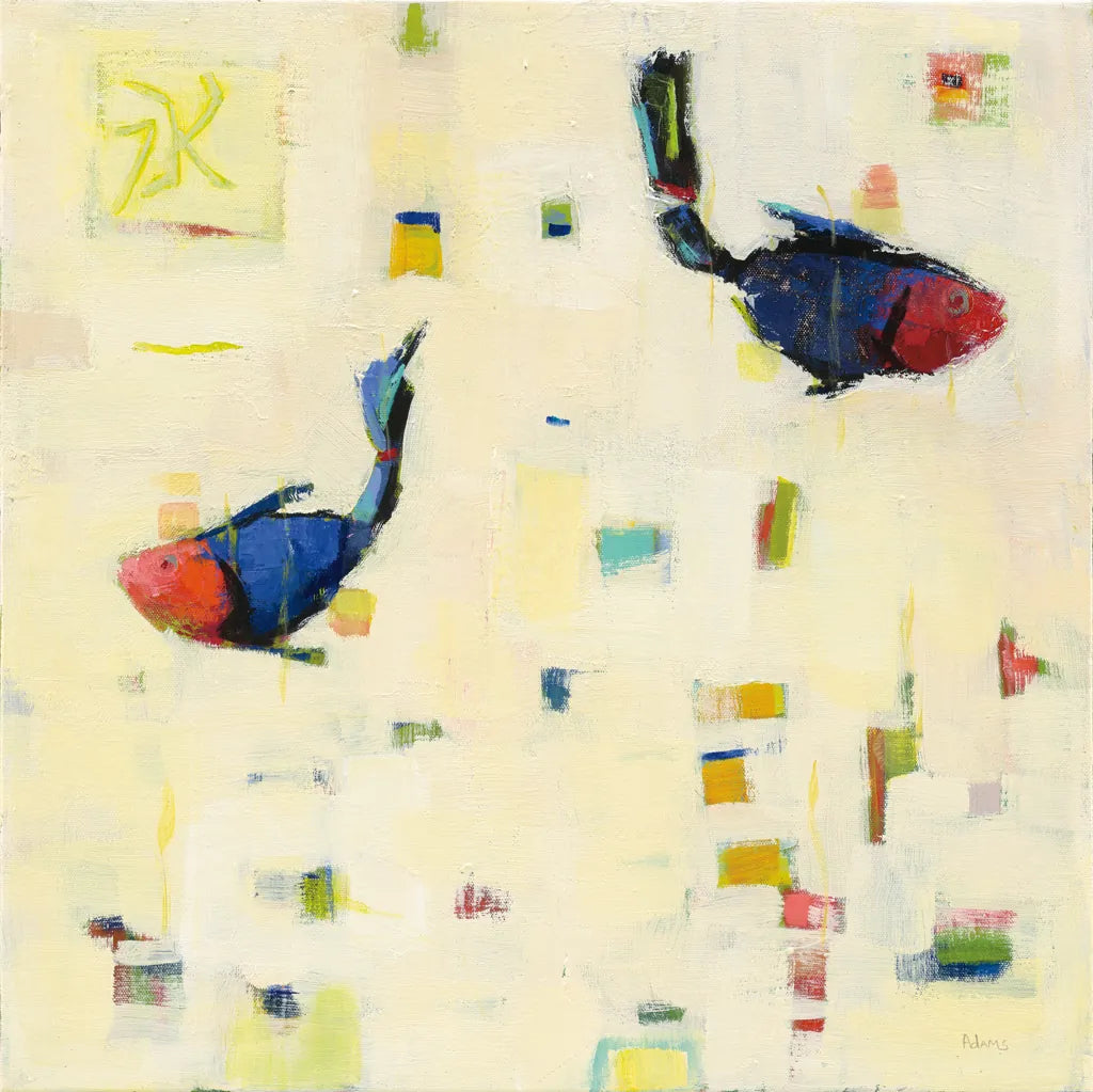 One Fish Two Fish by Phyllis Adams. SKU 27243a. Archival Giclee Fine art print for wall decor.