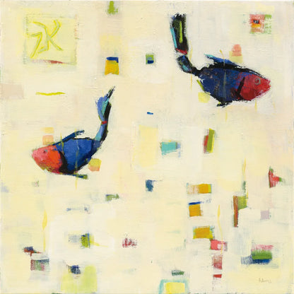 One Fish Two Fish by Phyllis Adams. SKU 27243a. Archival Giclee Fine art print for wall decor.