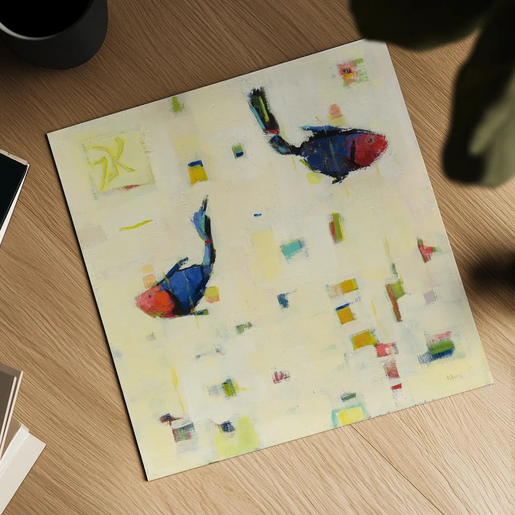 One Fish Two Fish by Phyllis Adams. Shown as a detailed flat fine art print, highlighting archival giclee quality. Available as an archival giclee rolled canvas, fine art paper, or poster print. SKU 27243a.