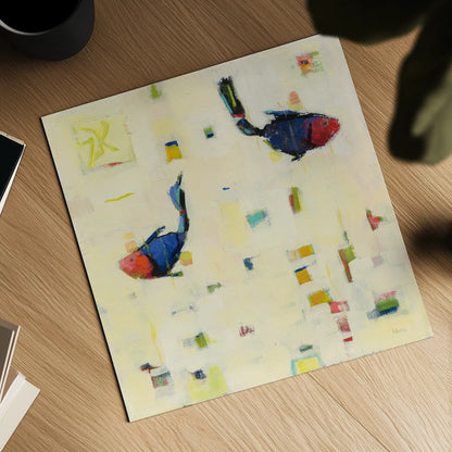 One Fish Two Fish by Phyllis Adams. Shown as a detailed flat fine art print, highlighting archival giclee quality. Available as an archival giclee rolled canvas, fine art paper, or poster print. SKU 27243a.