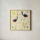 One Fish Two Fish by Phyllis Adams. Shown in a natural wood glass frame for a timeless modern aesthetic. Available as an archival giclee rolled canvas, fine art paper, or poster print. SKU 27243a.
