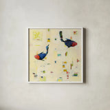 One Fish Two Fish by Phyllis Adams. Shown in a crisp white glass frame for a clean and minimalist style. Available as an archival giclee rolled canvas, fine art paper, or poster print. SKU 27243a.