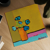 Orange Vase by Phyllis Adams. Shown as a detailed flat fine art print, highlighting archival giclee quality. Available as an archival giclee rolled canvas, fine art paper, or poster print. SKU 27316a.