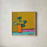 Orange Vase by Phyllis Adams. Shown in a natural wood glass frame for a timeless modern aesthetic. Available as an archival giclee rolled canvas, fine art paper, or poster print. SKU 27316a.