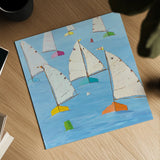 Regatta V by Phyllis Adams. Shown as a detailed flat fine art print, highlighting archival giclee quality. Available as an archival giclee rolled canvas, fine art paper, or poster print. SKU 27233a.