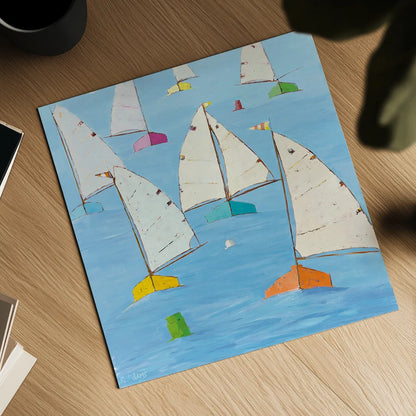 Regatta V by Phyllis Adams. Shown as a detailed flat fine art print, highlighting archival giclee quality. Available as an archival giclee rolled canvas, fine art paper, or poster print. SKU 27233a.