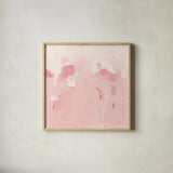 Splash Pink by Phyllis Adams. Shown in a natural wood glass frame for a timeless modern aesthetic. Available as an archival giclee rolled canvas, fine art paper, or poster print. SKU 70990a.