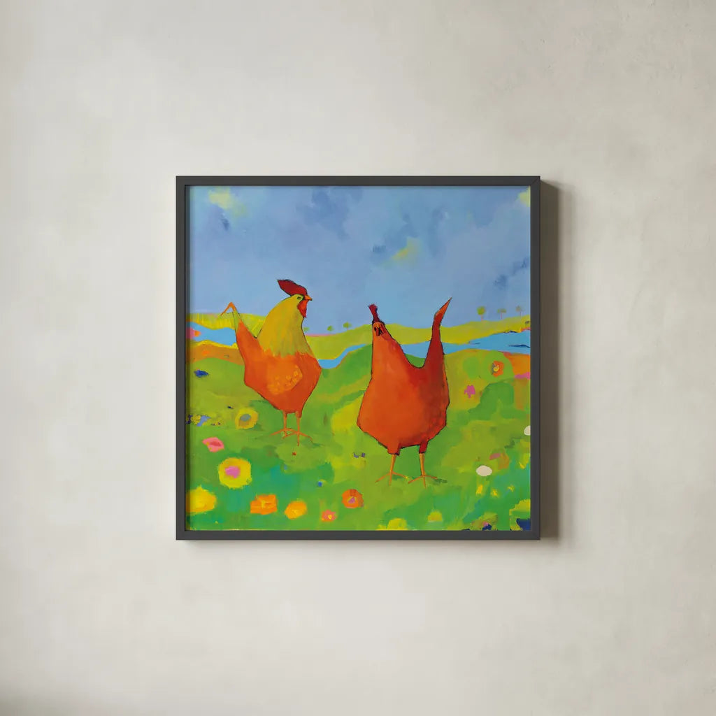 Spring has Sprung by Phyllis Adams. Shown in a sleek black glass frame for a contemporary gallery look. Available as an archival giclee rolled canvas, fine art paper, or poster print. SKU 27252a.