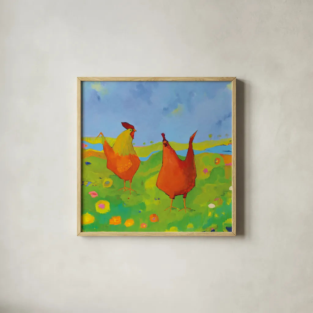 Spring has Sprung by Phyllis Adams. Shown in a natural wood glass frame for a timeless modern aesthetic. Available as an archival giclee rolled canvas, fine art paper, or poster print. SKU 27252a.