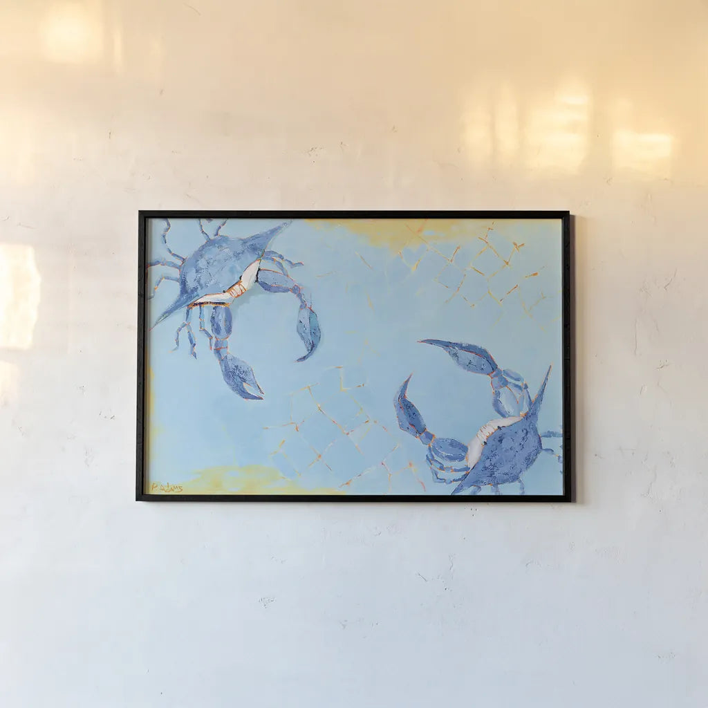 The Stand Off by Phyllis Adams. shown as a paper print in a black flame. Available as a archival giclee rolled canvas, fine art paper, or poster print. SKU 27240i.