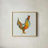The Strutter on White by Phyllis Adams. Shown in a natural wood glass frame for a timeless modern aesthetic. Available as an archival giclee rolled canvas, fine art paper, or poster print. SKU 61810a.
