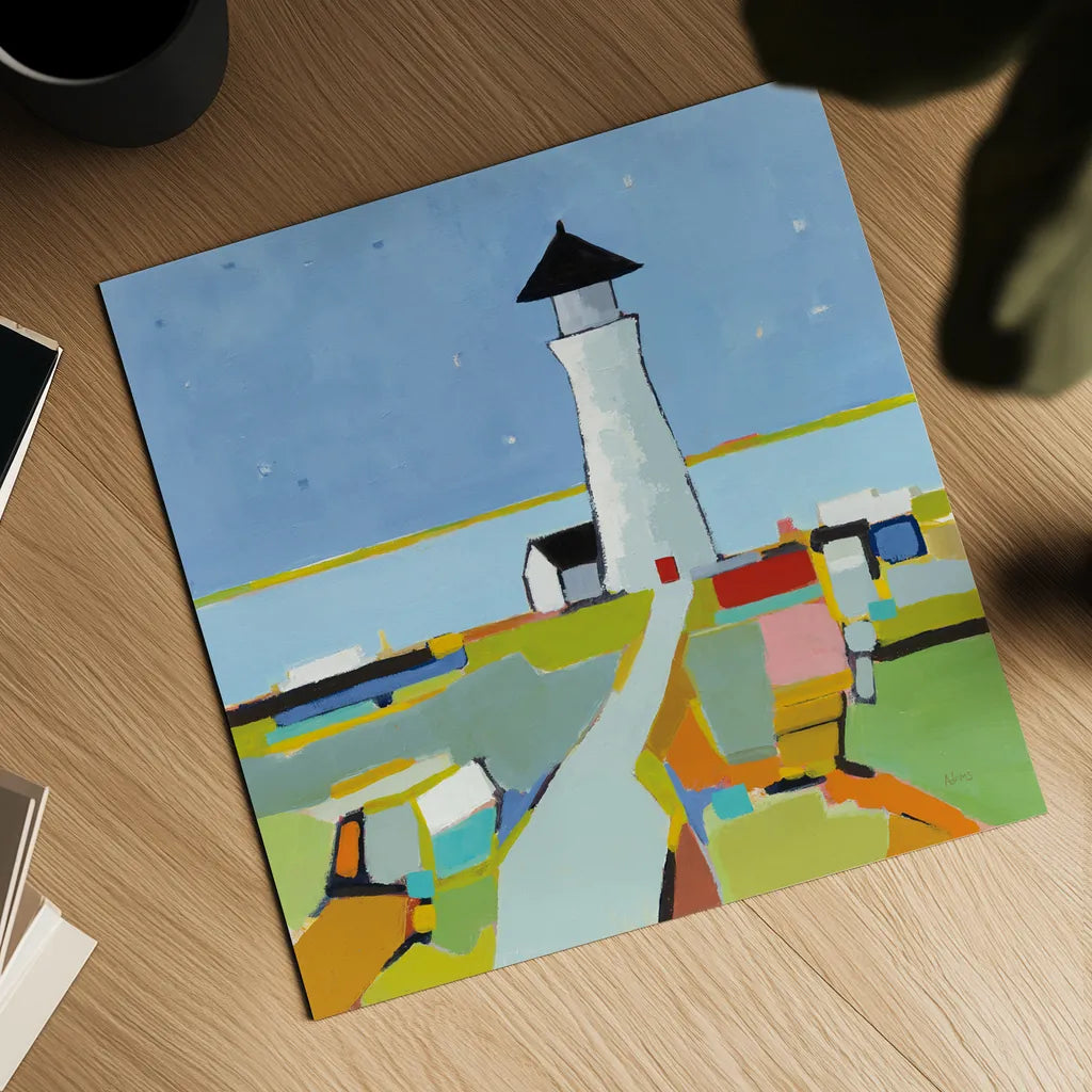 To the Lighthouse by Phyllis Adams. Shown as a detailed flat fine art print, highlighting archival giclee quality. Available as an archival giclee rolled canvas, fine art paper, or poster print. SKU 45892a.