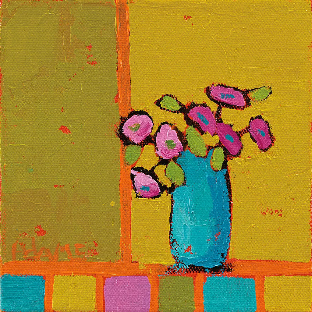 Turquoise Vase by Phyllis Adams. SKU 27318a. Archival Giclee Fine art print for wall decor.