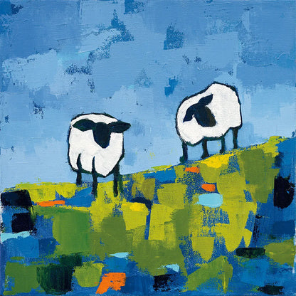 Two Sheep by Phyllis Adams. SKU 27253a. Archival Giclee Fine art print for wall decor.